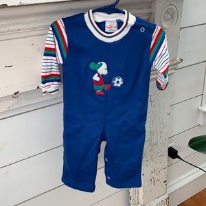 Boys Vintage HealthTex Blue Red & Green One Piece